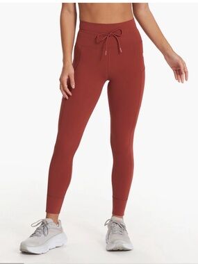 Vuori High-Waist Rust Red Drawstring Leggings
